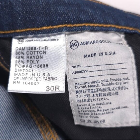 AG ADRIANO GOLDSCHMIED Women’s THE STEVIE Slim Straight Jeans USA MADE Size 30R - Picture 14 of 14